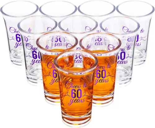 Miniatura 10 de Sliner Paquete de 48 Vasos de Chupito de Cumpleaños a Granel 1.4oz Brindis a los 30/40/50/60/70/80 Años Vaso de Chupito Indestructible Base Gruesa
