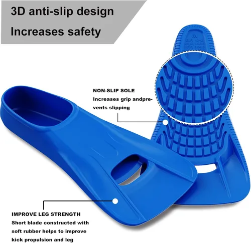 Miniatura 3 de Aletas de natación para adultos, aletas de entrenamiento de natación para natación de vueltas en piscina, cómodas aletas de silicona con bolsillo