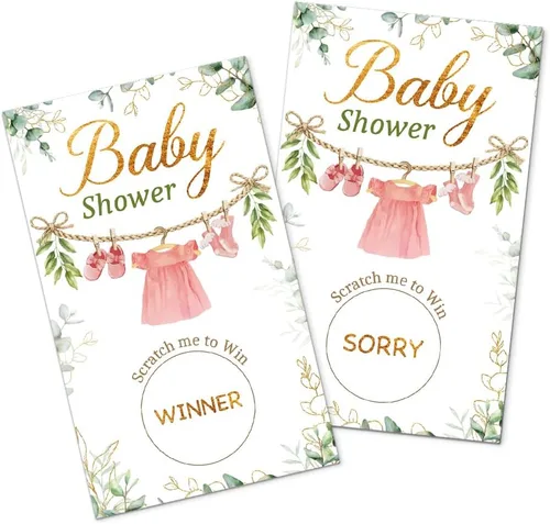 Miniatura 10 de Juego divertido de 50 piezas de Welcome To The Pack, tarjeta de rascar de lobo de nieve para baby shower, suministros de fiesta de cumpleaños