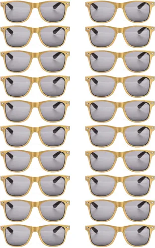Miniatura 28 de 20 pares de lentes de sol a granel para adultos, retro de los años 70 y 90, gafas baratas para suministros de fiesta (negro)