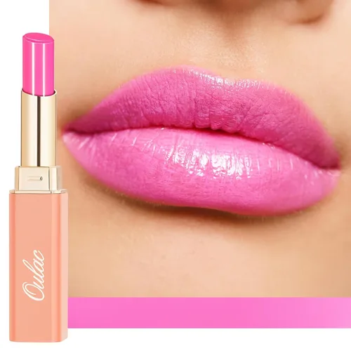 Miniatura 36 de Oulac Lápiz Labial Rosa Hidratante con Brillo - Lápiz Labial Hidratante Bálsamo Labial Tintado Brillante, Acabado Brillante Transparente Jugoso