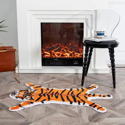 Miniatura 6 de Alfombra personalizada con estampado de tigre, bonita alfombra de felpa de tigre sintético, antideslizante, decoración del hogar, tapete esponjoso