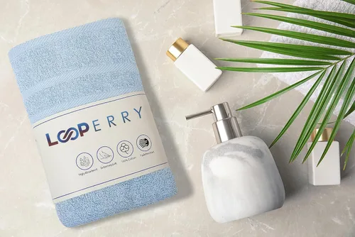 Miniatura 2 de Looperry Juego de 6 toallas de baño pequeñas, 100% algodón, 23 x 46 pulgadas, 15.87 oz/m², ligeras y absorbentes, de secado rápido, para ducha