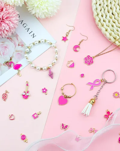 Miniatura 6 de YETOOME 30 dijes esmaltados chapados en oro surtidos, colgantes, colgantes para collares, pulseras, joyería y manualidades, Acero aleado, No es una