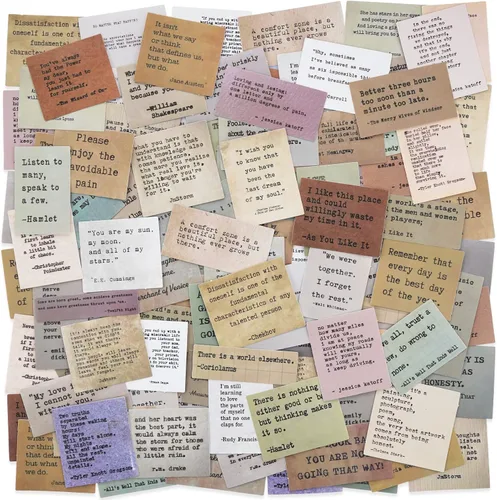 Miniatura 9 de LakoArt 120 Piezas Calcomanías de Citas Motivacionales Estilo Máquina de Escribir Retro No Repetitivas, Calcomanías Inspiradoras Vintage