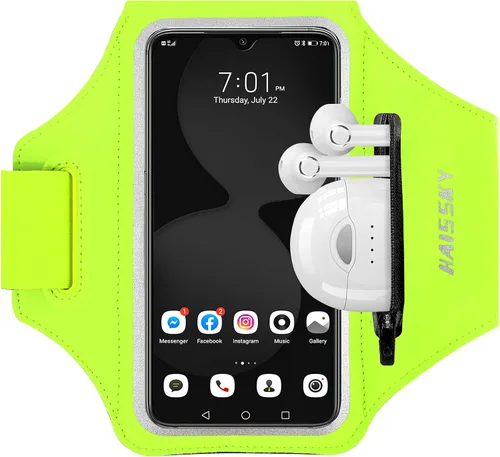 Miniatura 11 de Brazalete para correr con bolsa para auriculares, brazalete para teléfono celular para iPhone 17 16 15 Pro 14 Plus 13 11 XR, Galaxy S24/S10 Negro