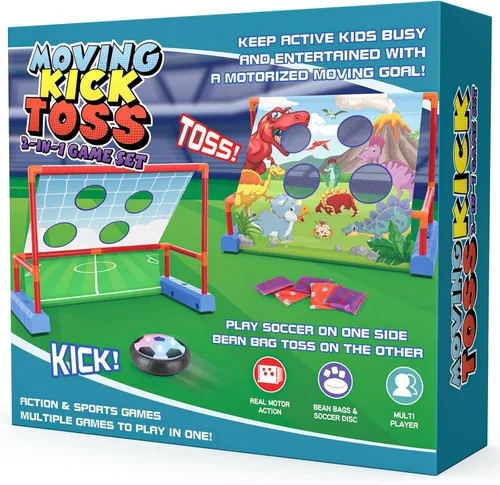 Miniatura 7 de Ocditikl Juegos de lanzamiento de patadas móviles 2 en 1 para niños de 4 a 12 años, pelota de fútbol con luz y lanzamiento de bolsa de frijoles