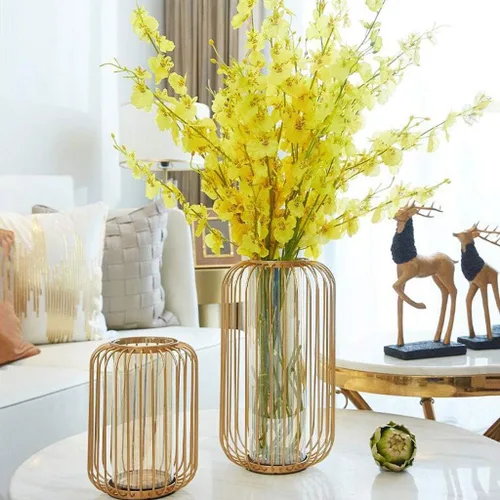 Miniatura 6 de Florero de metal, adorno para sala de estar, arreglo floral, mueble de TV, entrada, mesa de comedor, flores secas, florero de arreglo floral