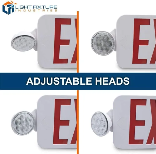 Miniatura 7 de LFI Lights - Señal de salida con luces de emergencia, LED rojo, blanco, 120/277VCA cableado, con batería de respaldo, doble cara opcional y flechas