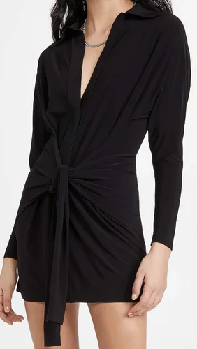 Miniatura 2 de Norma Kamali Minivestido tipo camisa con lazo frontal para mujer