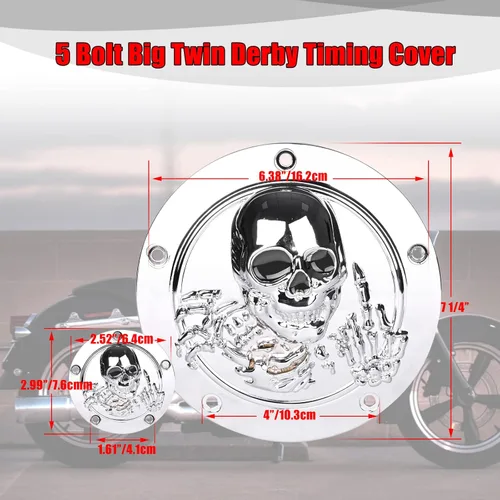Miniatura 3 de Goldfire Cubierta de temporizador Derby de 5 agujeros y cubiertas de puntos para Harley 1999-2014 Big Twin Cam Touring Road King Electra Glide FLHR