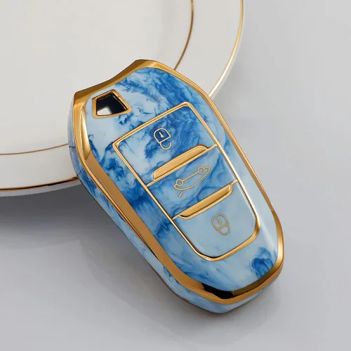 Miniatura 3 de SANRILY Funda para llave de coche Peugeot sin llave, funda de protección completa, Azul
