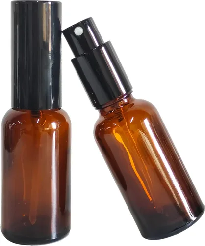 Miniatura 7 de Paquete de 12 aerosoles de vidrio ámbar de 1 onza para aceites esenciales, botella de spray pequeña, espray de niebla fina, pulverizador negro