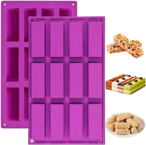 Miniatura 11 de Palksky (2 piezas) Barra rectangular de granola de 8 cavidades, molde de silicona, moldes de barra de nutrición/cereales, barra de energía