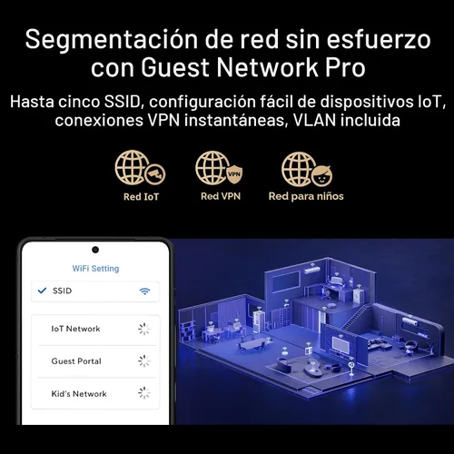 Miniatura 6 de ASUS RT-BE88U Router de rendimiento extensible AiMesh WiFi 7 de doble banda, 4K-QAM, MLO, puertos duales 10G, SFP+, 4 puertos 2.5G, 4 puertos 1G