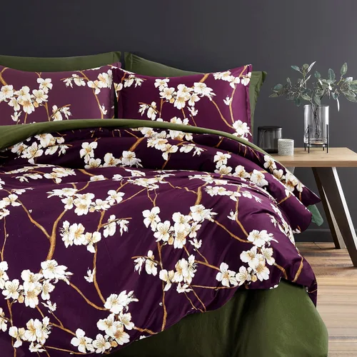 Miniatura 7 de Eikei Funda de edredón floral con flor de almendro, estilo chinoiserie, árboles en flor, vides y ramas, juego de ropa de cama de algodón de fibra