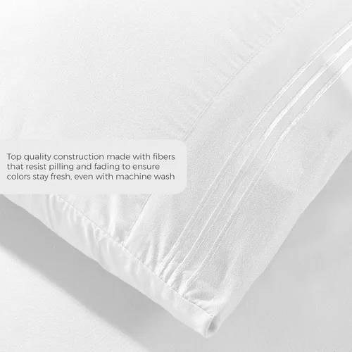 Miniatura 3 de Pure Bedding Sábanas – Juego de sábanas Queen [4 piezas, blancas] – Hotel Luxury 1800 microfibra cepillada – Suave y transpirable – Sábana bajera