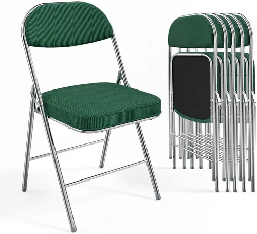 Miniatura 14 de VINGLI Paquete de 2 sillas plegables con asiento y respaldo acolchados, marco de metal, tela de pana duradera, capacidad de 350 libras, juego de 2