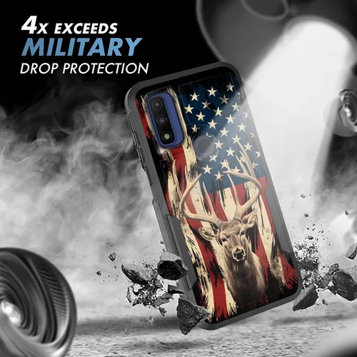 Miniatura 5 de Para Moto G Power 2022 – Funda protectora resistente de doble capa de policarbonato duro híbrido de goma suave a prueba de golpes – Ciervo