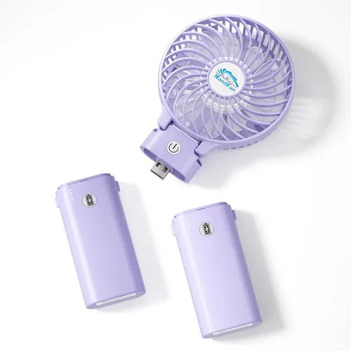 Miniatura 9 de HandFan Ventilador de mano portátil de 10400 mAh, ventilador de mano de larga duración de 40 horas recargable, mini ventiladores personales Hoja azul