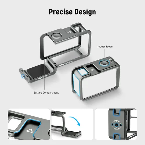 Miniatura 2 de NEEWER Kit de jaula para cámara de acción compatible con DJI Osmo Action 5 Pro 4 3 DJI Mic, accesorios de marco protector con montaje de zapata fría