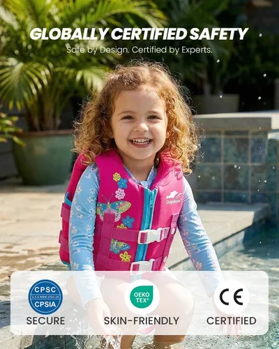 Miniatura 2 de Gogokids Chaleco de natación para niños pequeños, chaleco de natación de alta calidad para niños de 30-40-50-60-70-80 libras, flotadores para niños
