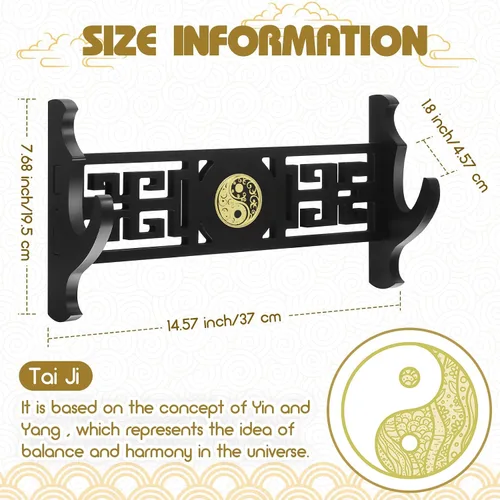 Miniatura 2 de Barydat Soporte para espada de 1 nivel, soporte de pared, soporte de pared para espada samurái, soporte para Katana japonés, colección