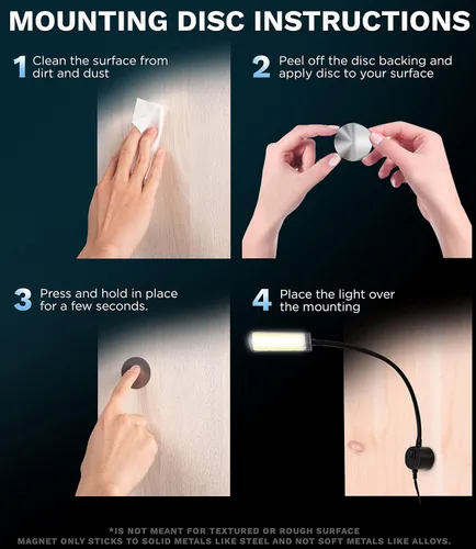 Miniatura 7 de Luz de trabajo multifuncional magnética FAJ de 12 pulgadas, con cuello de cisne flexible, luz LED brillante para máquinas de coser, tornos, prensas