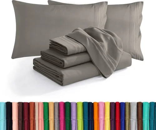 Elegant Comfort - Juego de ropa de cama suave y lujoso, 1500 hilos, 6 piezas, calidad de hotel prémium, microfibra resistente a arrugas y Gris