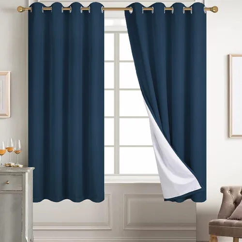 Miniatura 42 de Diraysid Cortinas 100% opacas de lino beige para dormitorio, con ojales, aislamiento térmico, cortinas de oscurecimiento de habitación