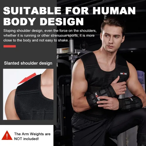 Miniatura 5 de Juego de chaleco con peso de 44 libras para hombres y mujeres, chaleco de peso ajustable para entrenamiento con placas de acero, chaleco