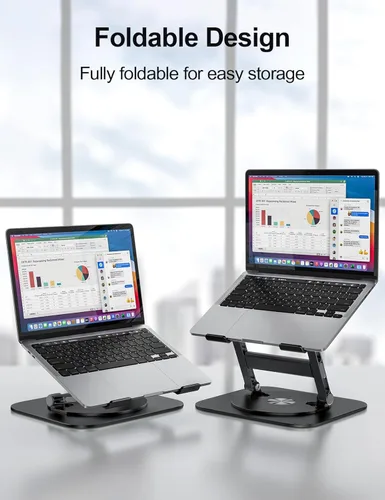 Miniatura 4 de MCHOSE Soporte para laptop, diseño en H, soporte de computadora estable, elevador ergonómico para laptop con base giratoria de 360°, compatible