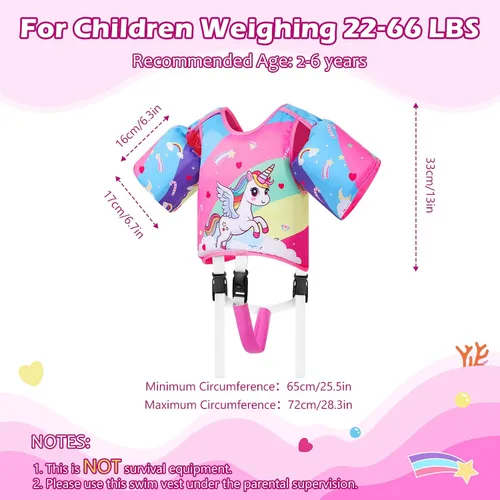 Miniatura 5 de MoKo Chaleco de natación para niños pequeños, chaqueta de natación de dibujos animados para niños que pesan de 22 a 66 libras, flotadores para niños