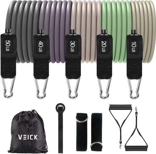Miniatura 29 de VEICK Bandas de resistencia, bandas de ejercicio, bandas de entrenamiento, bandas de resistencia para entrenar con asas para hombres y mujeres