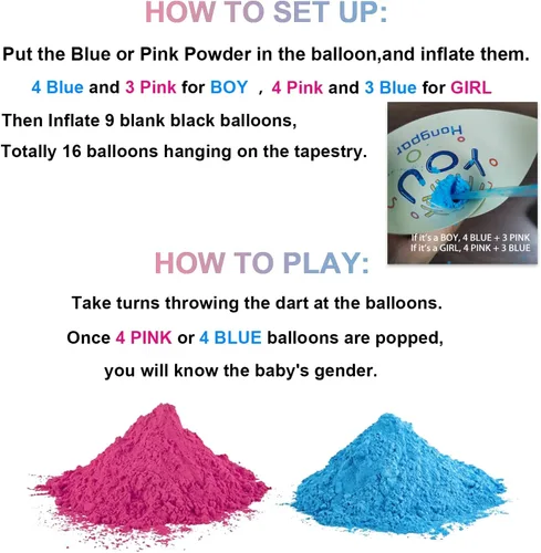 Miniatura 2 de Juego de dardos de revelación de género para bebé, globo de revelación para niña o niño, polvo rosa y azul para fiesta de él o ella, kit
