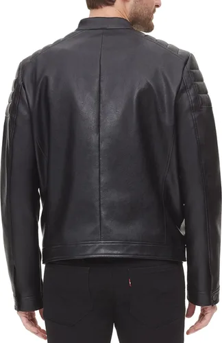 Miniatura 4 de DKNY Chaqueta acolchada de cuero sintético para hombre de motocros Racer