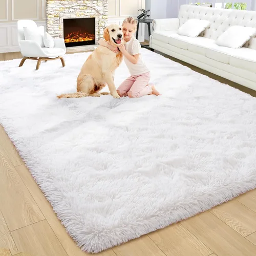 Miniatura 27 de Noahas - Alfombra suave y afelpada para habitación de niña y sala de estar, colorida, decoración para guardería, teñido anudado arcoíris, azul