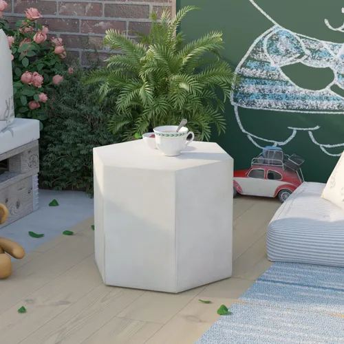 Miniatura 3 de COSIEST Mesa de Acento de Concreto, Mesa Lateral Hexagonal para Patio 14.5''Ancho x 12''Alto, Diseño Modular Mesa Terminal Interior Exterior, Gris