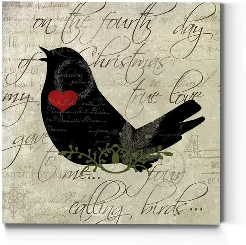 Renditions Gallery Arte de pared de Doce días de Navidad, cuatro pájaros cantores, bonita obra de arte de invierno, decoración de canción navideña,