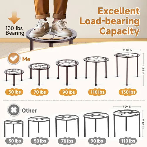 Miniatura 2 de Amaoot Paquete de 5 Soportes para Plantas de Metal, Soportes para Plantas de Hierro Antióxido para Interior y Exterior, Soportes para Macetas