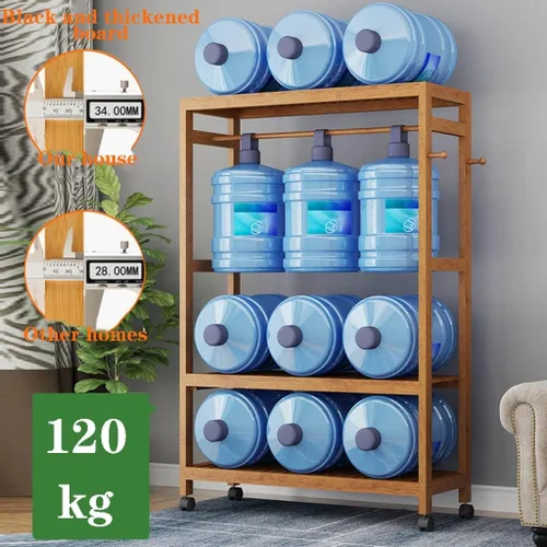 Miniatura 2 de Perchero de madera independiente para ropa, con 2 estantes de almacenamiento y 4 ganchos, ideal para almacenamiento de ropa de dormitorio