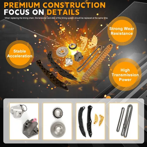 Miniatura 5 de PANGOLIN Kit de cadena de distribución G4KJ para 2014-2017 Kia Optima Sorento Sportage 2.0L 2.4L Turbo Engine 16 válvulas piezas de repuesto