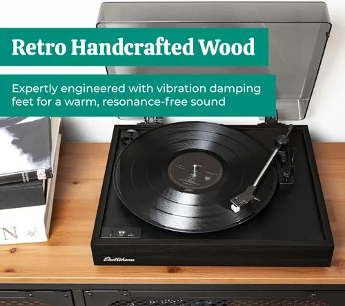 Miniatura 3 de Electrohome Montrose Record Player Stereo System, 4" Bluetooth Powered Bookshelf Speakers, Belt-Drive Bluetooth Turntable with Audio-Technica Black