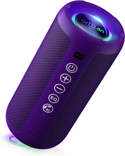 Ortizan Altavoz Bluetooth portátil: IPX7 impermeable, sonido fuerte de 24 W, graves profundos, Bluetooth 5.3, luces LED, emparejamiento estéreo