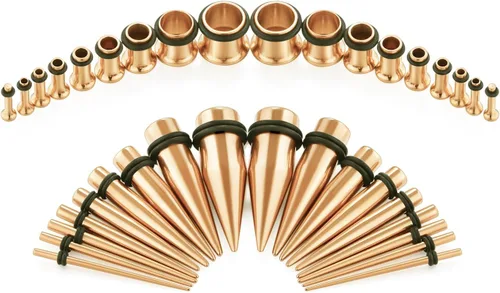 Miniatura 16 de vcmart 14G-00G - Kit de estiramiento de 36 piezas de calibre de oído, tapones cónicos, ojales, acero de grado de implante