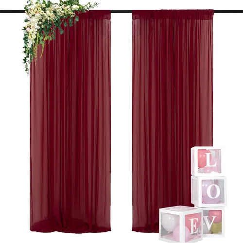 Miniatura 57 de DUOBAO Cortina de gasa naranja transparente de 10 pies, 2 paneles de 29 x 120 pulgadas, cortinas de tela de gasa para ceremonia de boda, cortinas