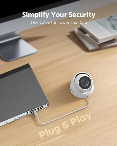 Miniatura 5 de ANNKE Cámara PoE de 3 MP con audio/micrófono, cámara de seguridad IP de torreta para interiores y exteriores, visión nocturna en color, detección