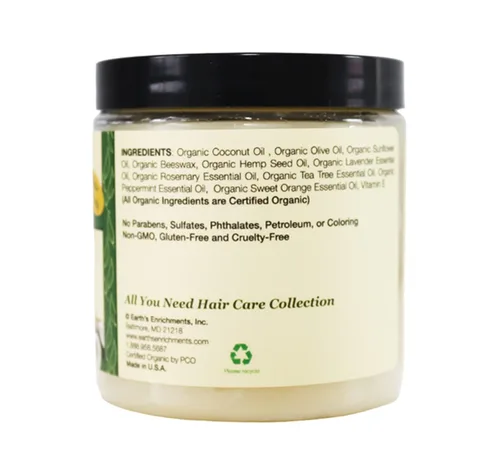 Miniatura 5 de Earth's Enrichments Pomada orgánica - Alimento capilar para el crecimiento, contiene árbol de té, romero, aceite de lavanda, grasa natural