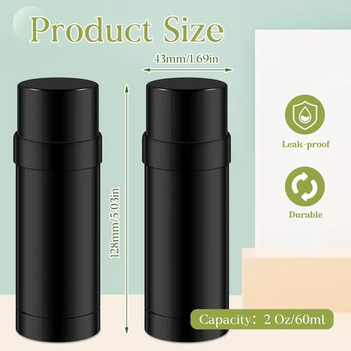 Miniatura 2 de Teenyyou 50 recipientes vacíos de desodorante de 2.0 fl oz/2 oz (2.0 fl oz/2 oz), botella de llenado de plástico, tubo de soporte para desodorante