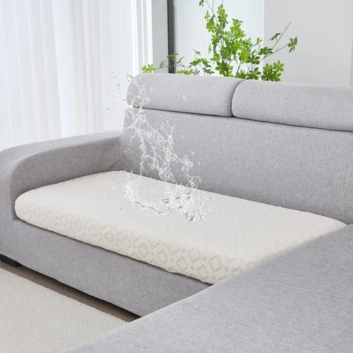 Miniatura 25 de Genina Fundas de cojín para sofá impermeables, fundas elásticas para sofá seccional, funda de cojín lavable, antideslizante, con parte inferior